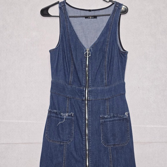 7 For All Mankind Dresses & Skirts - 7 For All‎ Mankind Womens Denim Zip Front Midi Dress Blue Medium Wash Small S